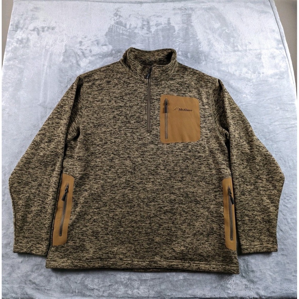 McAlister Sweater Mens 2XL Brown Heathered 1/4 Zip Fleece Pullover Outdoors